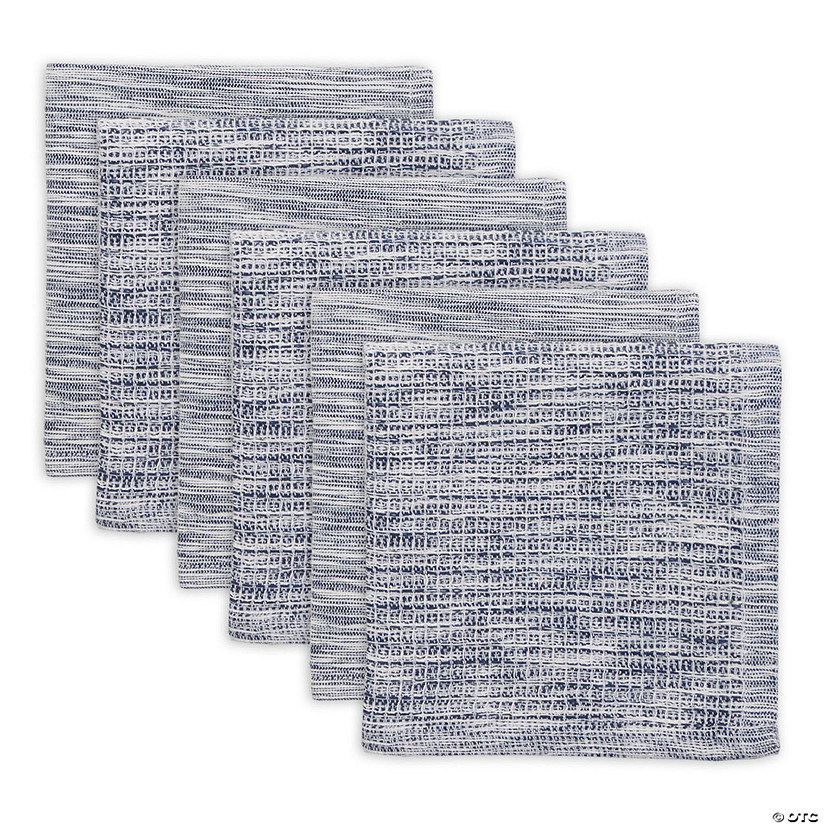 Assorted Navy And Off-White Recycled Cotton Dishcloth (Set Of 6) Image