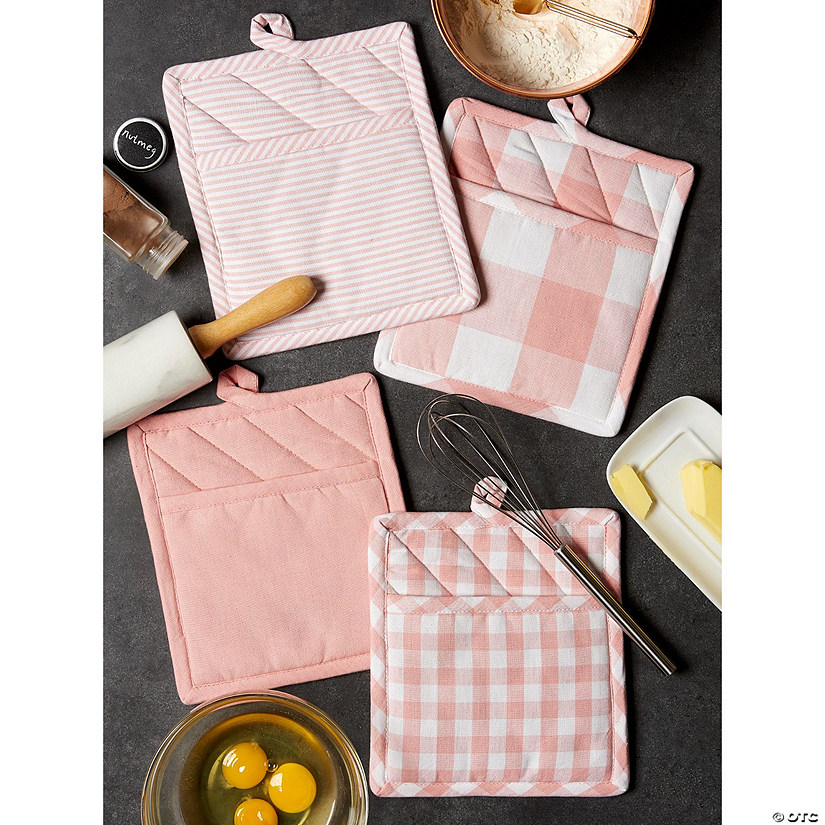 Assorted Pink/White Potholder Set/4 Image