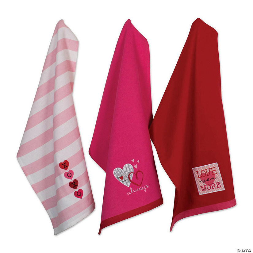 Assorted Valentines Day Embroidered Dishtowels (Set Of 3) Image