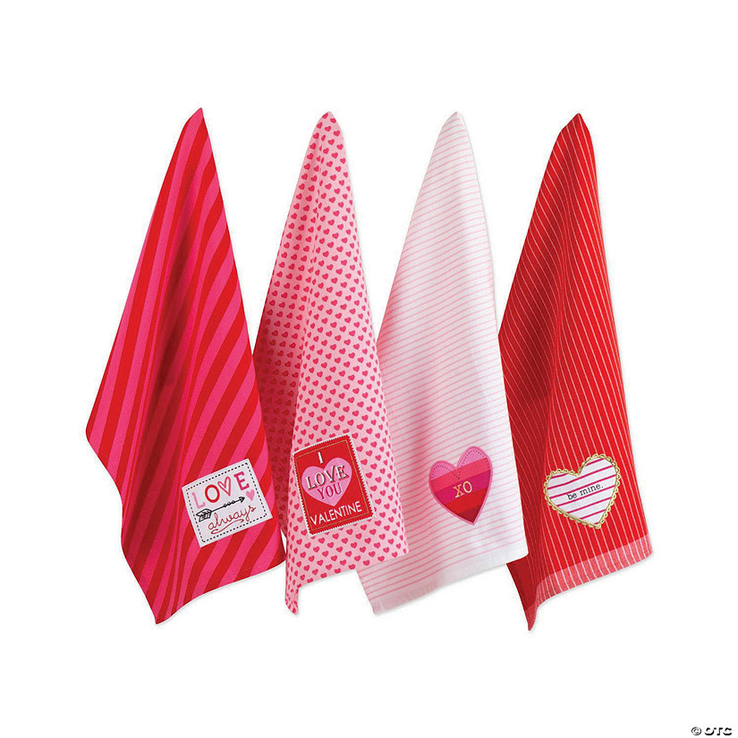 Assorted Valentines Embellished Dishtowel (Set Of 4) Image