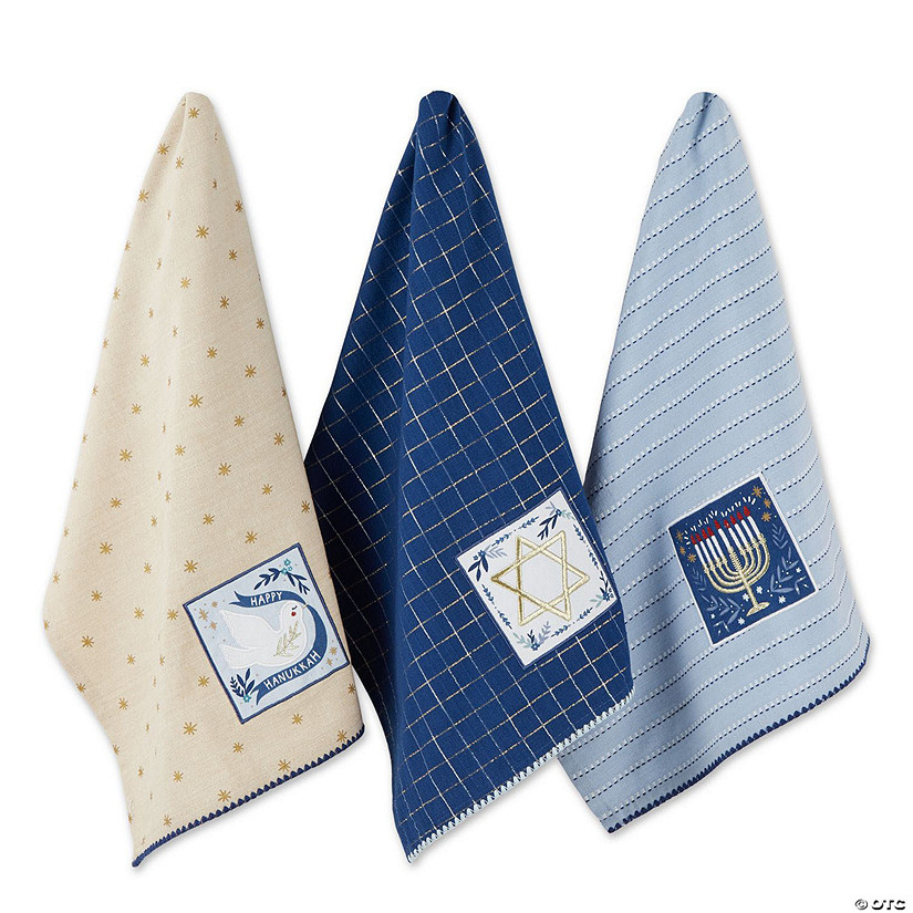 Asst Hanukkah Embellished Dishtowel (Set Of 3) Image