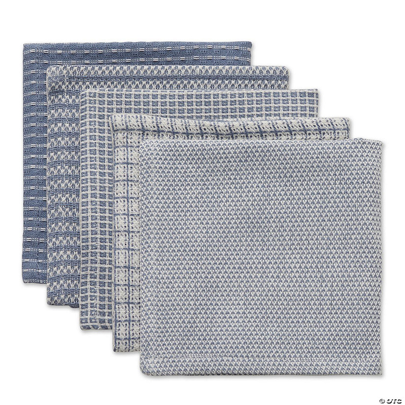 Asst Stonewash Blue Dishcloth (Set Of 5) Image