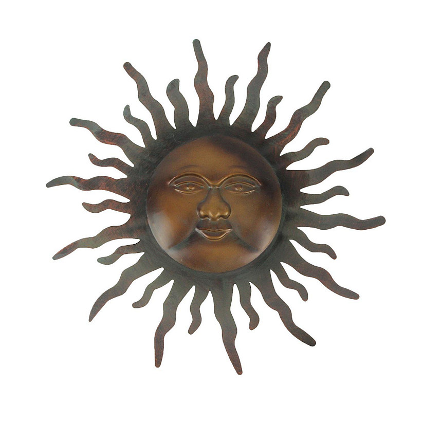 Audreys Copper and Gold Tone 16 Inch Diameter Metal Sun Wall Plaque Image