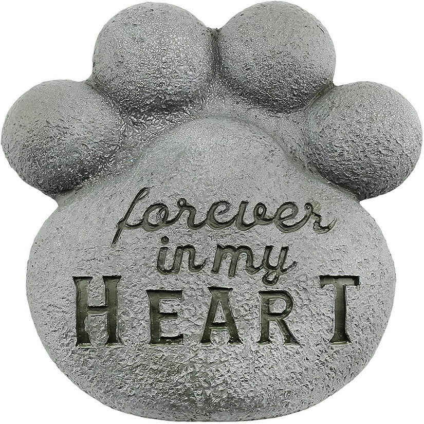 AuldHome Dog Pawprint Memorial Stone; Pet Cat or Dog Bereavement Gift Yard Decor Image