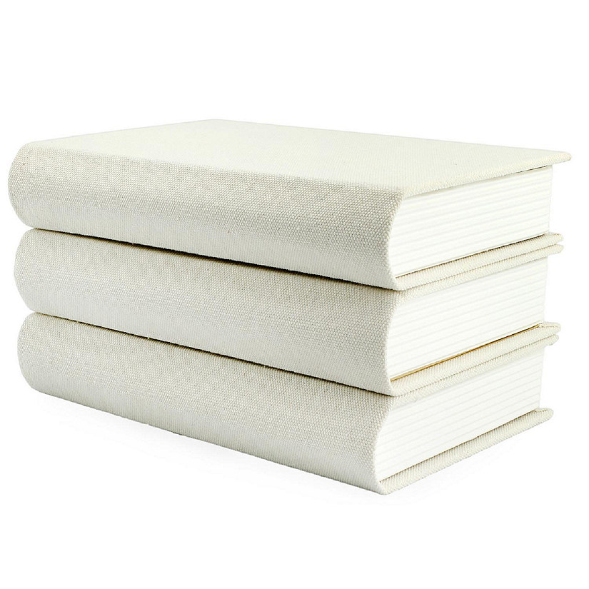 AuldHome Faux Book Stack (Cream); Blank Set of 3 Decorative Books for DIY Crafts and Home Decor Image