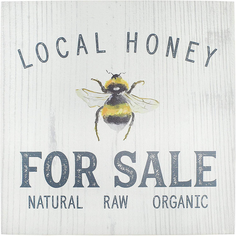 AuldHome Honey Bee Rustic Sign: Honey for Sale, Farmhouse Style Wooden Wall Decor, Bee-Themed Image