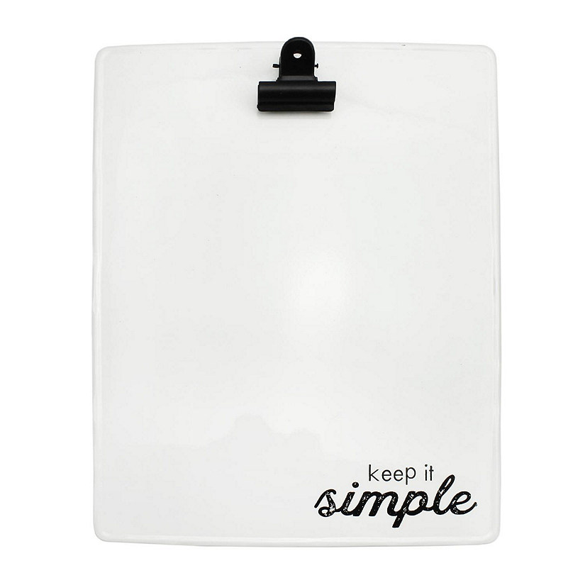 AuldHome Rustic White Metal Clipboard, Enamelware Farmhouse Style Keep it Simple Clipboard Image