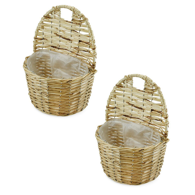 AuldHome Wall Pocket Baskets (2-Pack, Natural); Hanging Flower