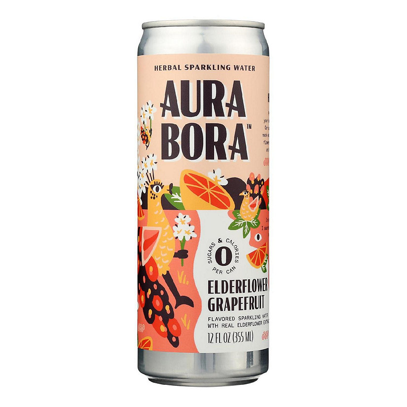 Aura Bora - Spk Water Eldflwr Grapefruit - Case of 12-12 OZ Image