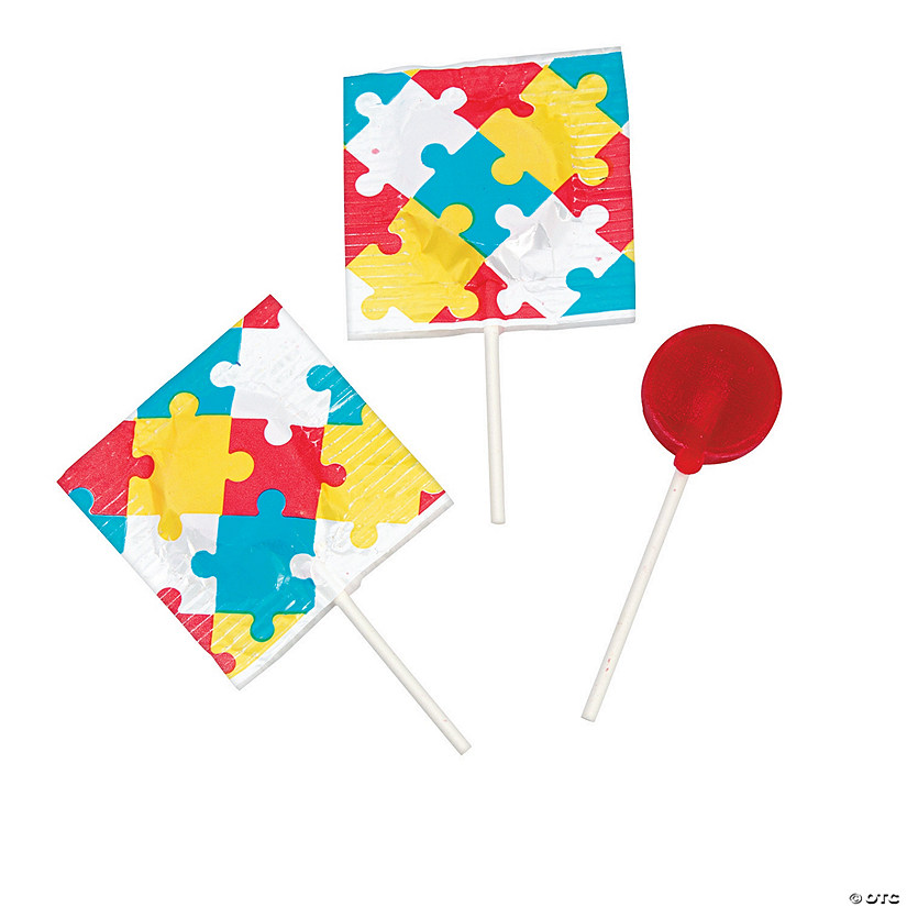 Autism Awareness Printed Lollipops - 55 Pc. Image