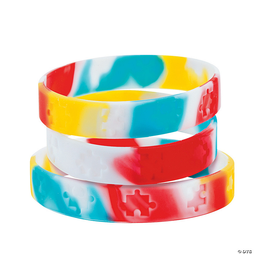 Autism Awareness Rubber Bracelets - 12 Pc. Image