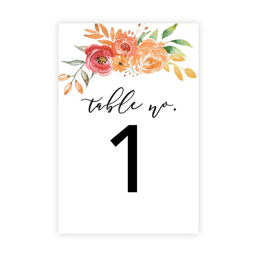 Autumn Floral Table Numbers 1-20 4x6 Image