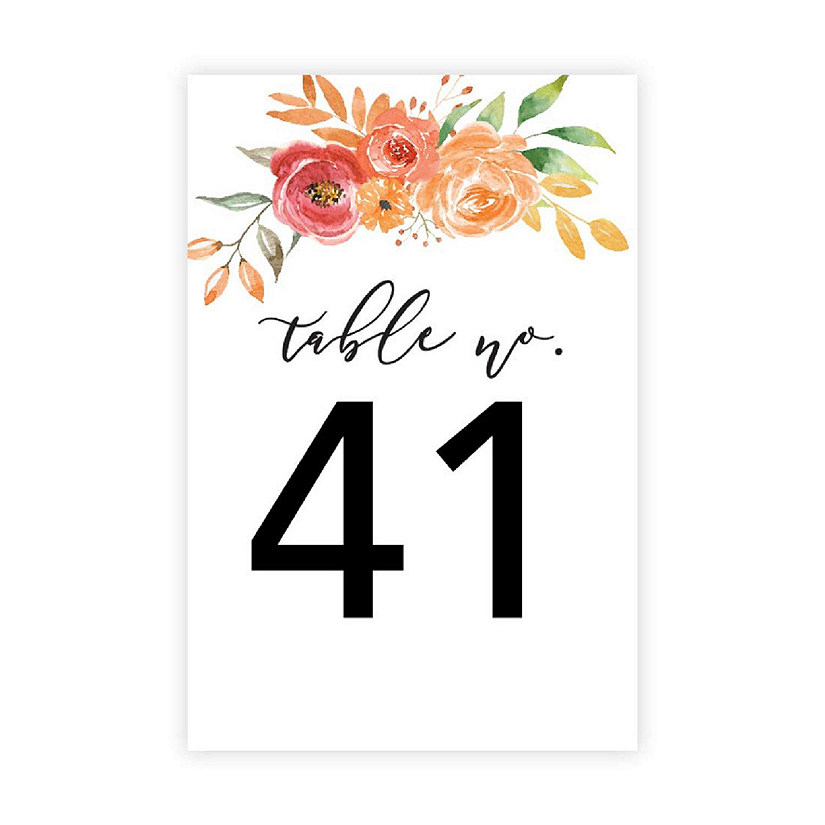Autumn Floral Table Numbers 41-60 4x6 Image