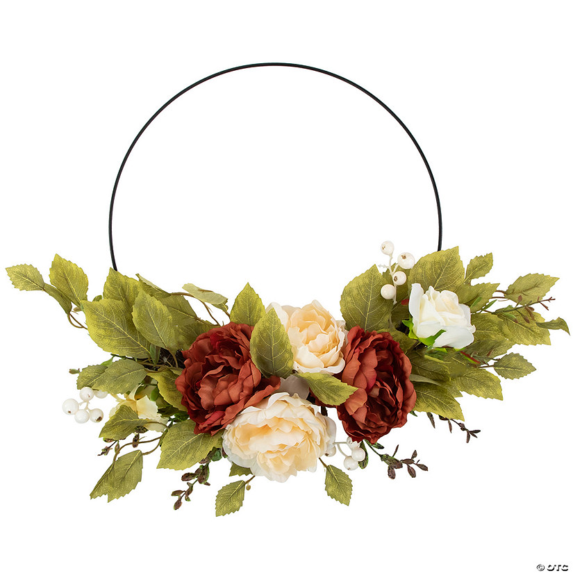 Autumn Harvest Artificial Floral Half Wreath with Fall Foliage  21-Inch Image