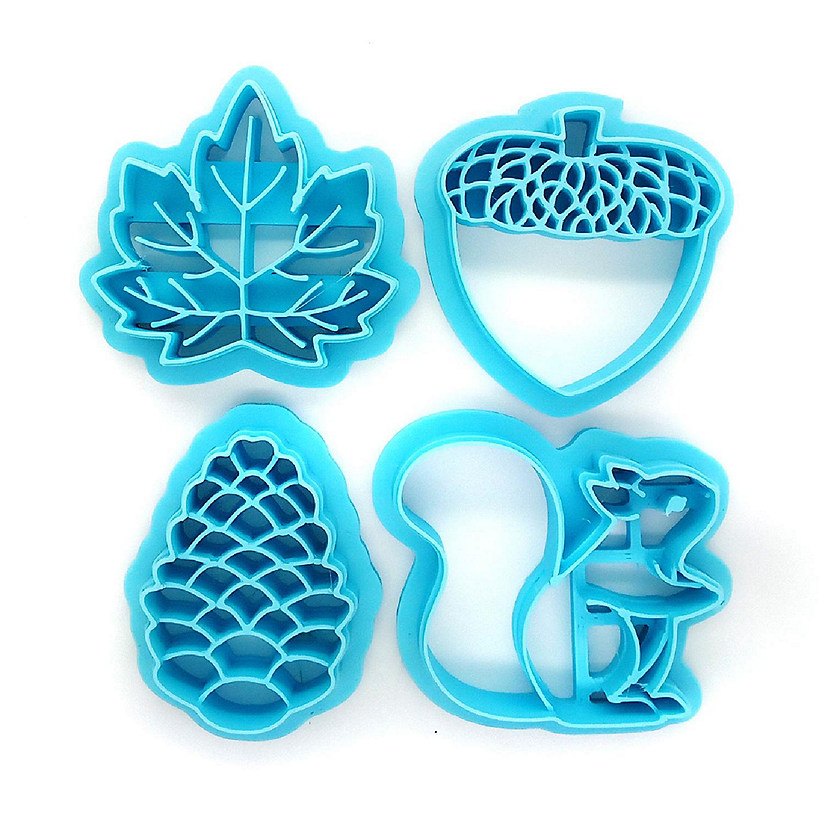 Autumn Shapes Clay Cutter Set, 4 pc, Acorn Squirrel Maple Leaf &amp; Pinecone Image