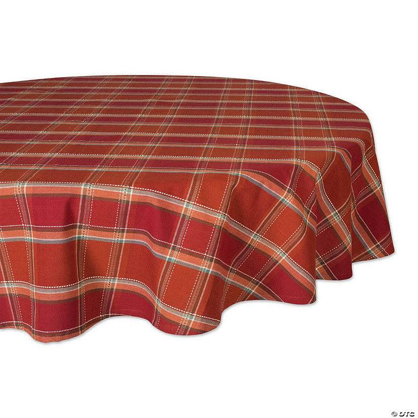 Autumn Spice Plaid  Tablecloth 70 Round Image