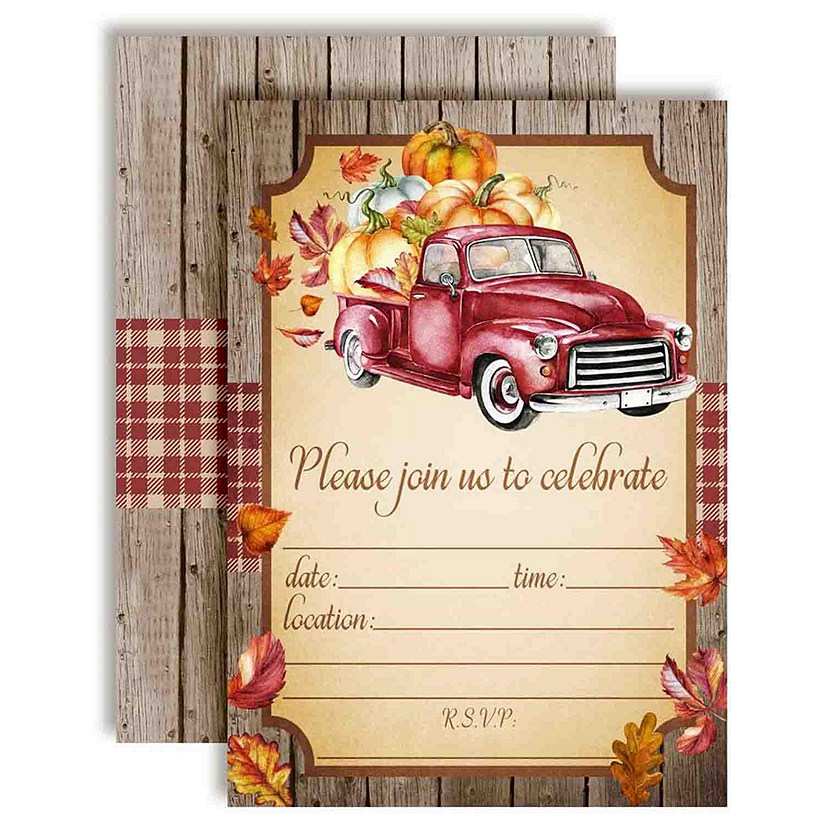 Autumn Truck Full of Pumpkins Invitations 40pc. by AmandaCreation Image
