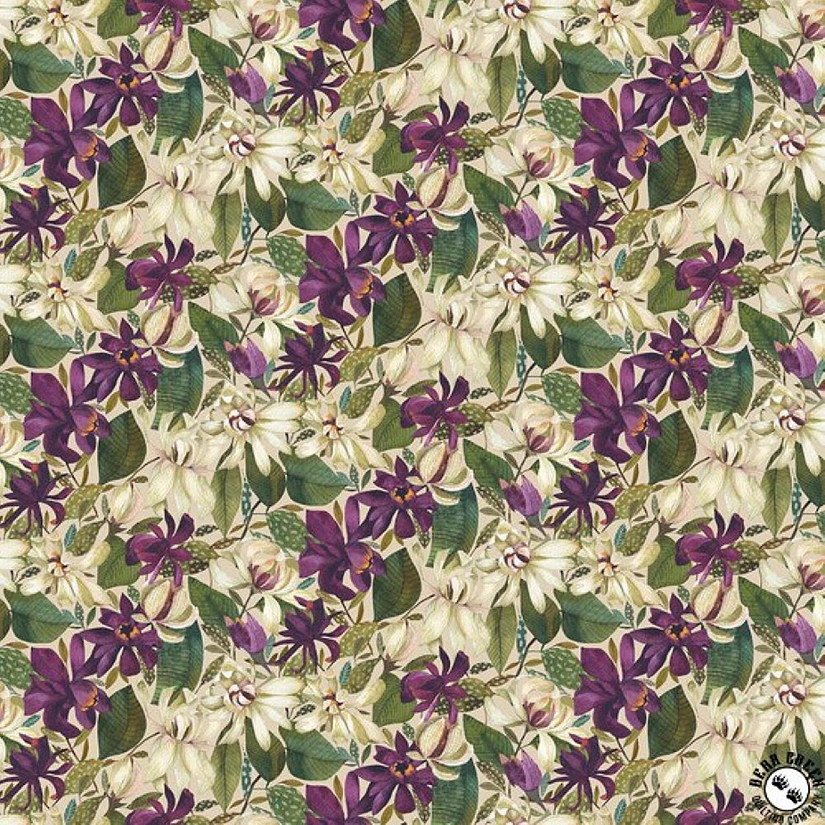 Avalon Packed Floral Beige Cotton Fabric by Northcott by the Yard Image