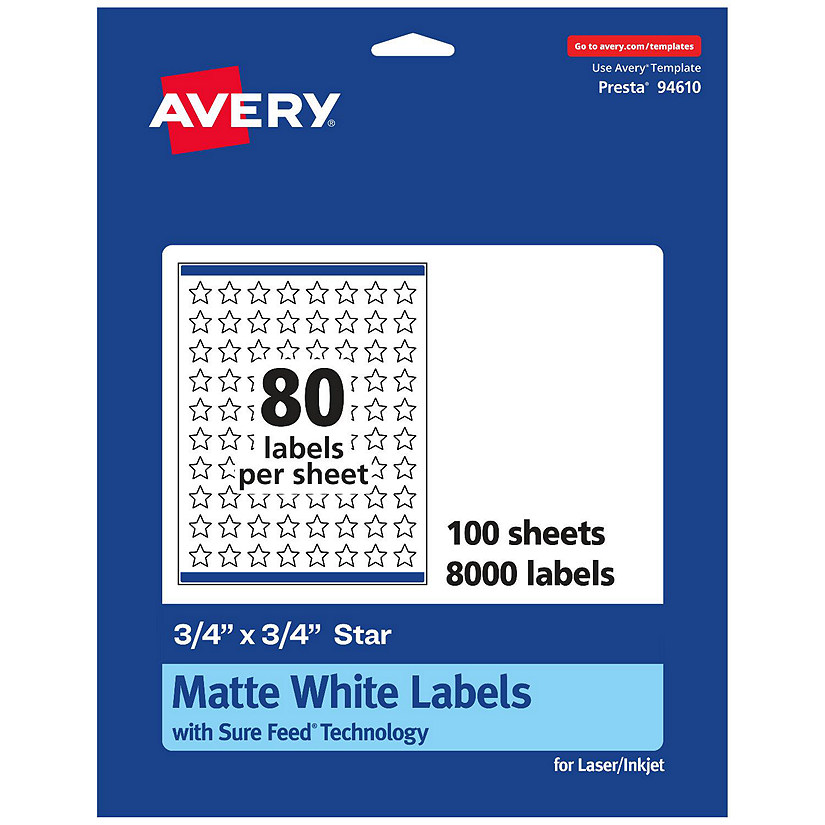 Avery Matte White Star Labels, 3/4