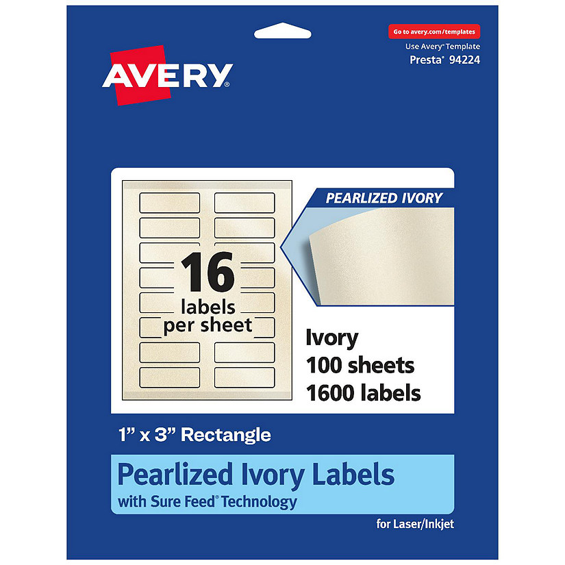 Avery Pearlized Ivory Rectangle Labels, 1
