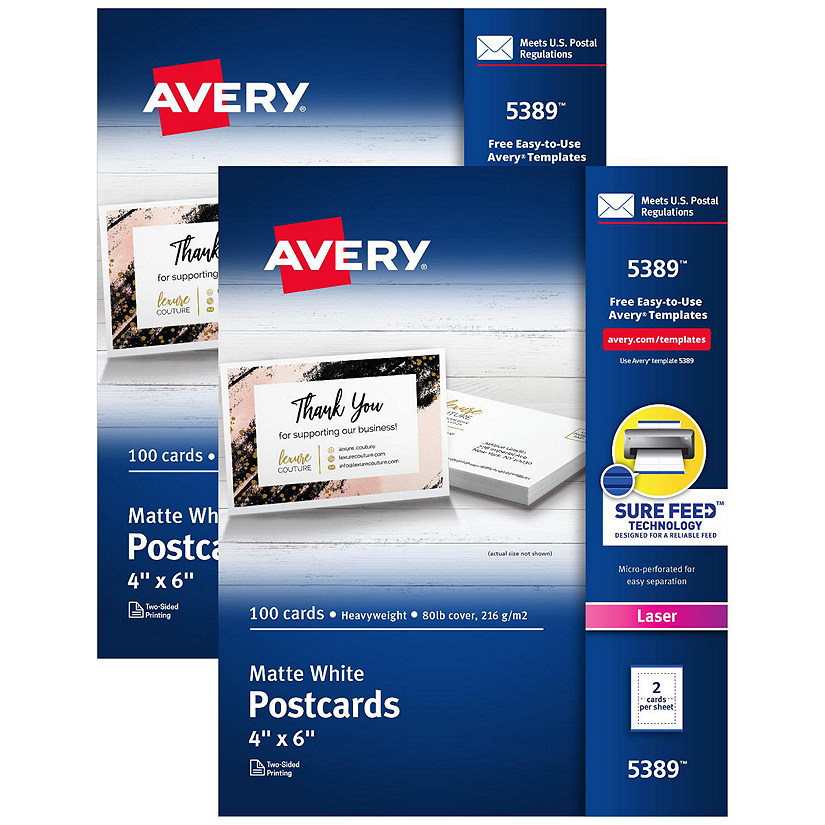 Avery Printable Postcards with Sure Feed, 4" x 6", White (15389 ...