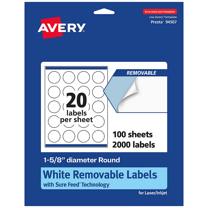 Avery Removable Round Labels, 15/8" diameter, 2,000ct Oriental Trading