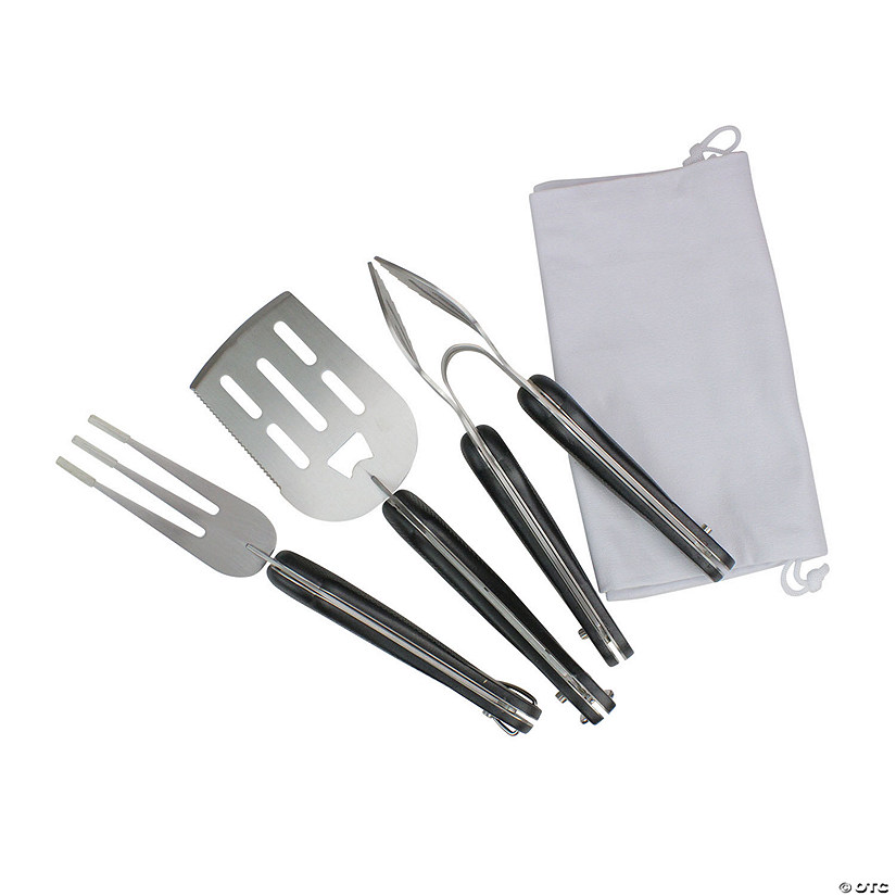 Avon Set of 3 Black and Silver Folding BBQ Tool Set 18" Image