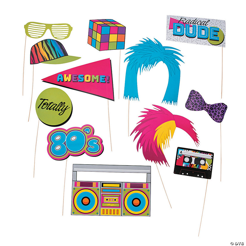 Awesome 80s Photo Stick Props- 12 Pc. Image