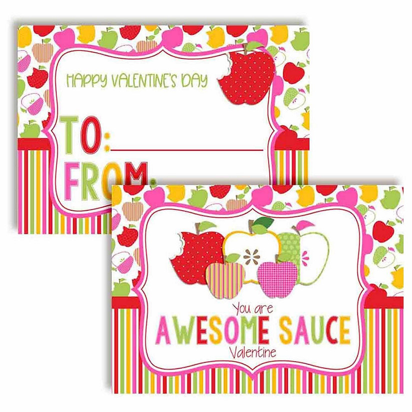 Awesome Sauce Apple Classroom Valentines 30pc. by AmandaCreation Image
