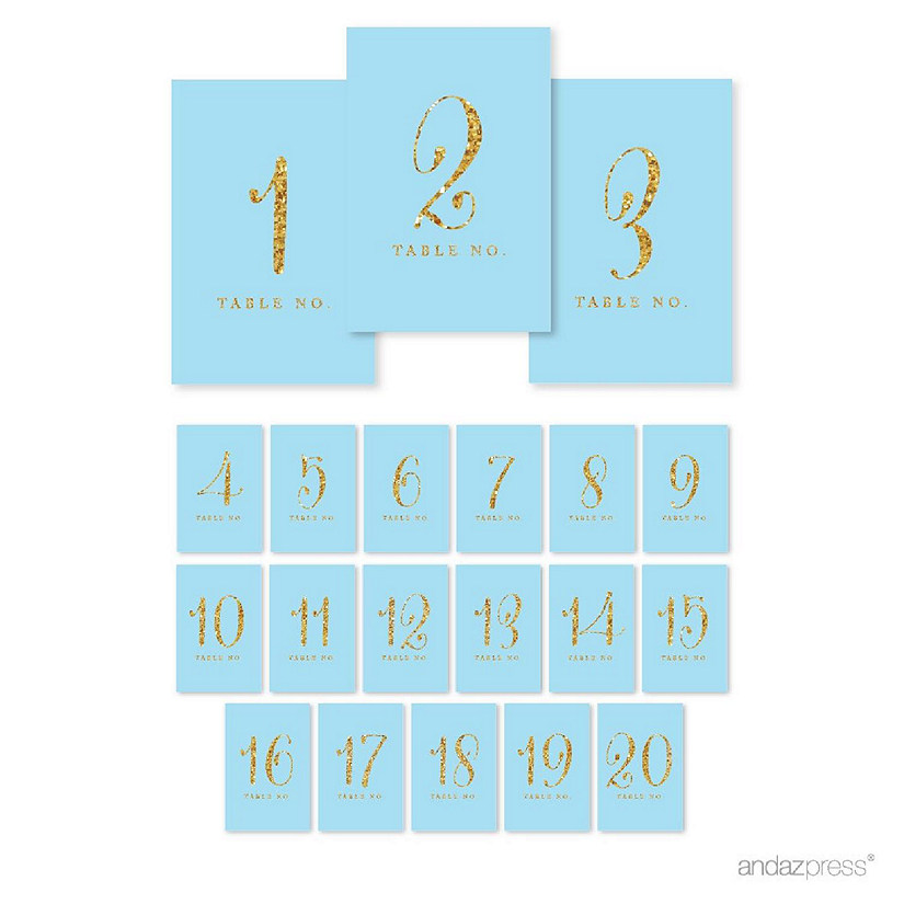 B.Blue Gold Glitter Table Numbers 1-20 Image