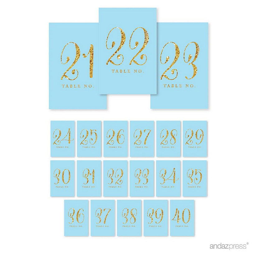 B.Blue Gold Glitter Table Numbers 21-40 Image