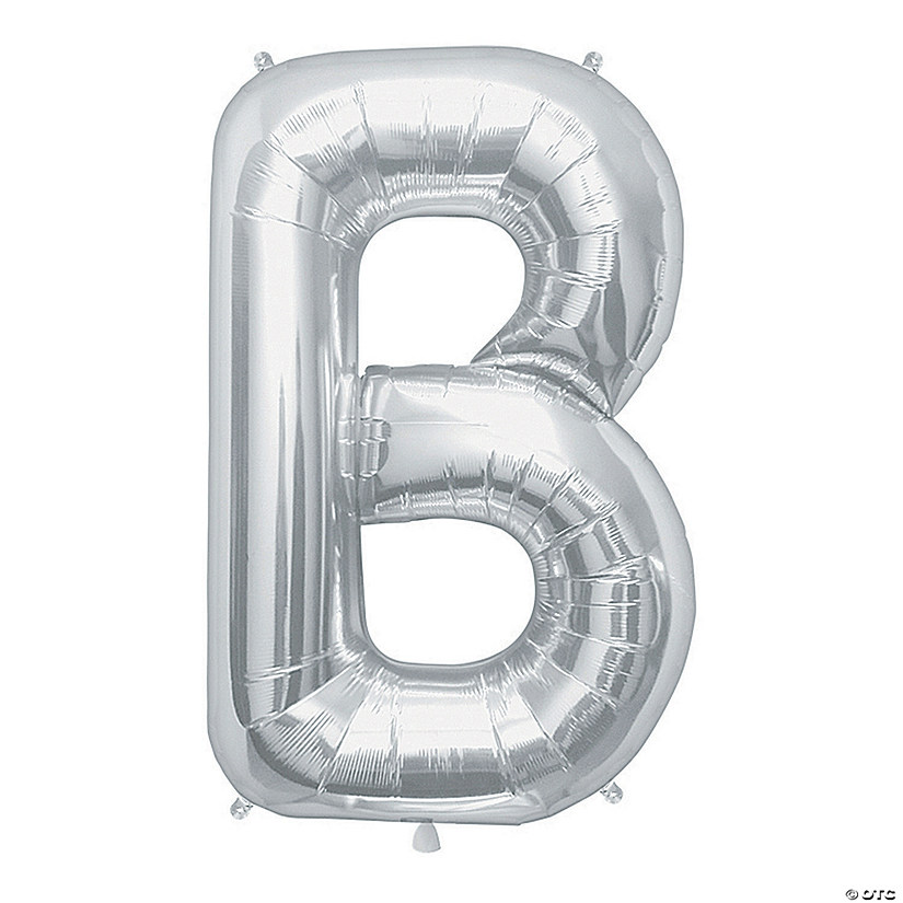 &#8220;B&#8221; Silver Letter 34" Mylar Balloon Image