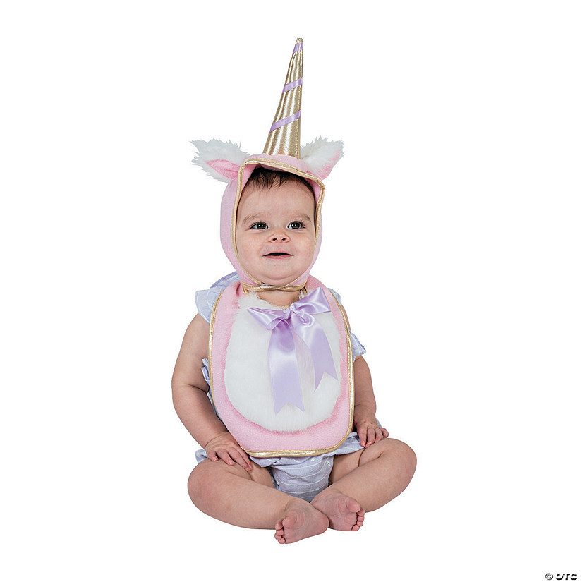 Baby Girl's Unicorn Bib & Hat Set Image