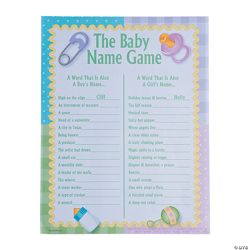 Baby Names Baby Shower Game Image