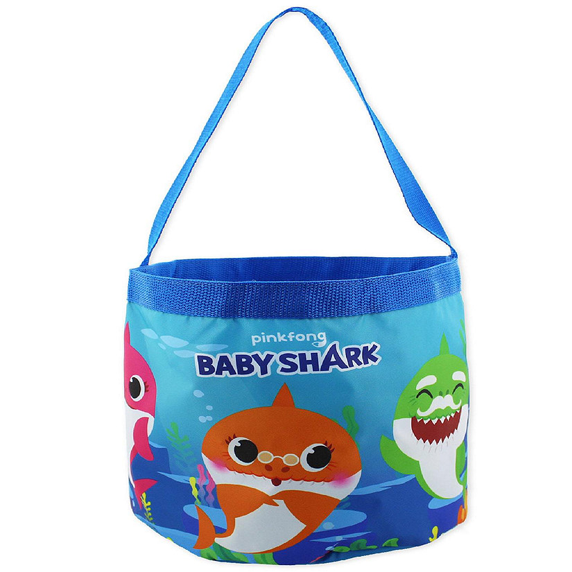 Baby Shark Boys Girls Collapsible Nylon Gift Basket Bucket Toy Storage Tote Bag (Blue, One Size) Image