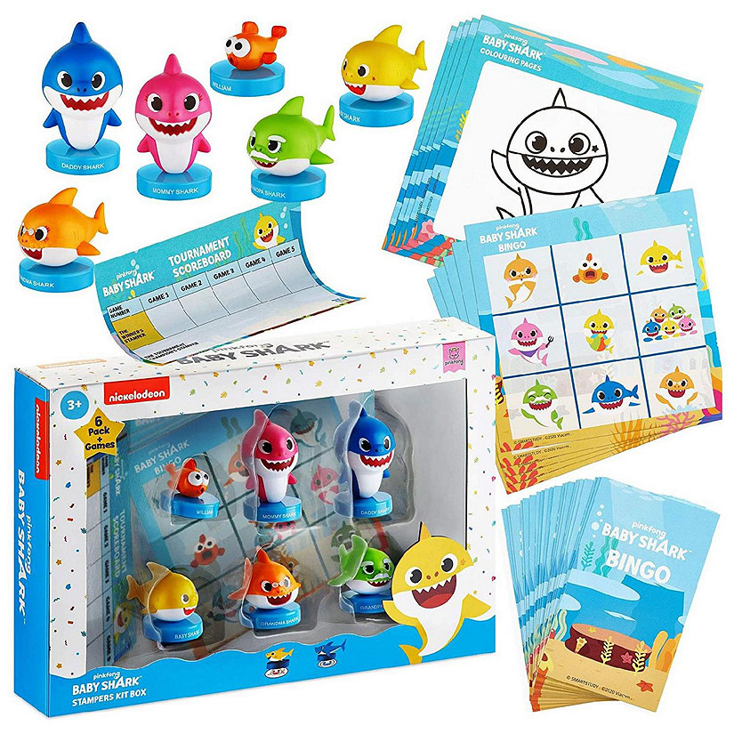 Baby Shark Game Character Bingo Cards Coloring Stampers Figure Play Set PMI International Image