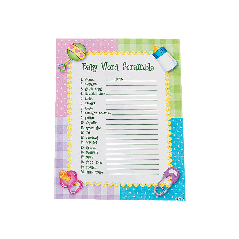 Baby Shower Word Scramble Game - 24 Pc. Image