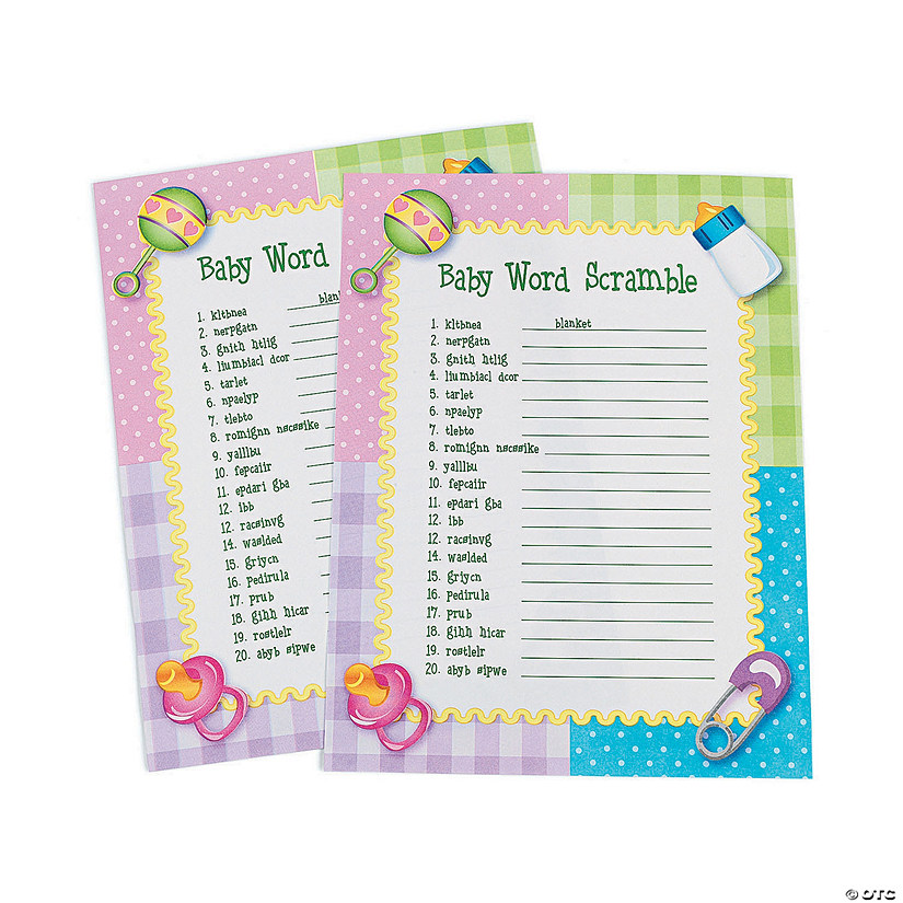 Baby Shower Word Scramble Game 24 Pc. Oriental Trading