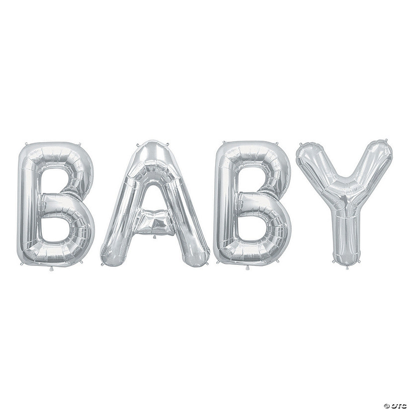 Baby Silver 34" Mylar Balloon Kit - 4 Pc. Image