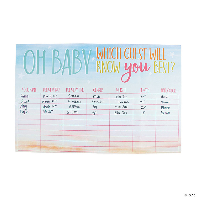 Baby Statistics Baby Shower Game Image
