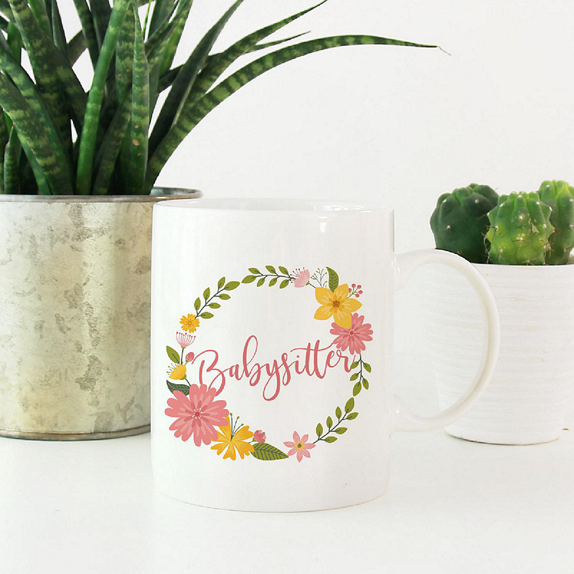 Babysitter Floral Wreath Ceramic Mug Image