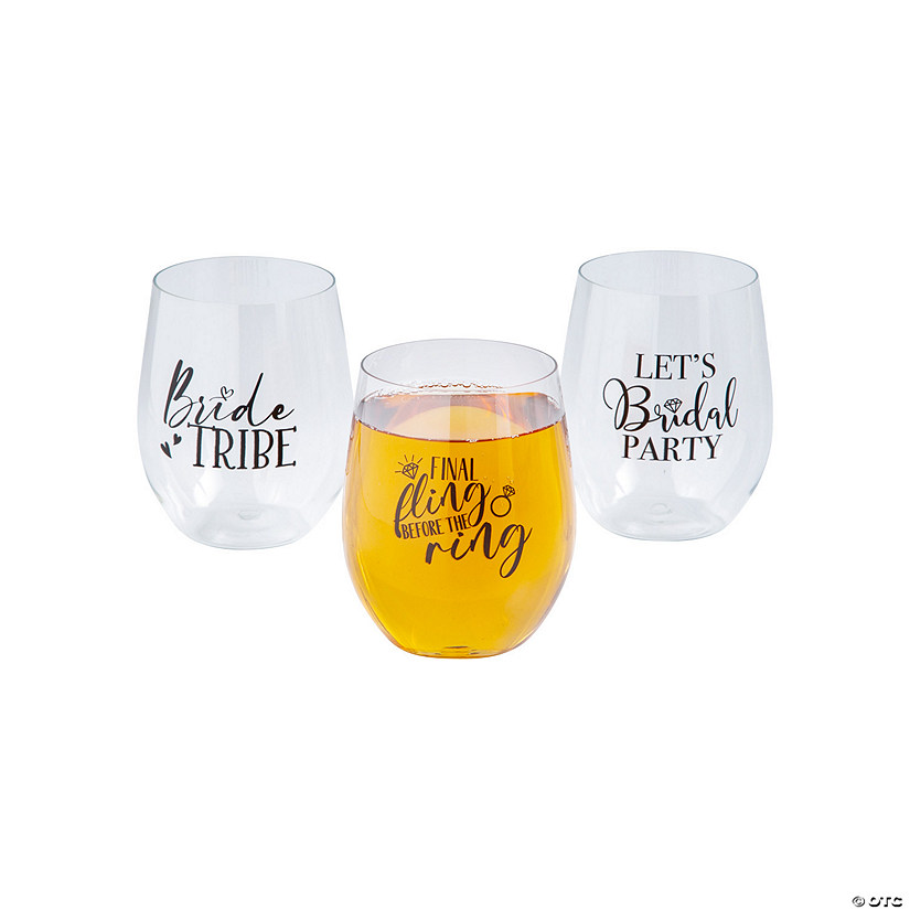 Bachelorette Party Stemless Plastic Wine Glasses 12 Pc. Oriental