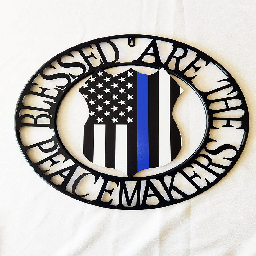 Backyard Expressions 21.5" "Blessed are the Peacemakers" Police Outdoor Decor Wheel Image