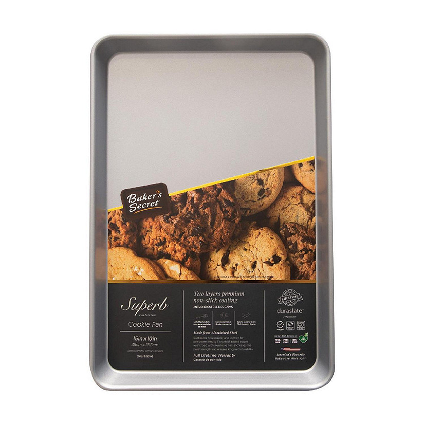 Baker's Secret Nonstick Cookie Sheet 15 x 9.5, Aluminized Steel Medium  Size Cookie Tray Jelly Roll with 2 Layers Food-Grade Coating, Non-stick  Cookie Sheet, Baking Accessories - Superb Collection