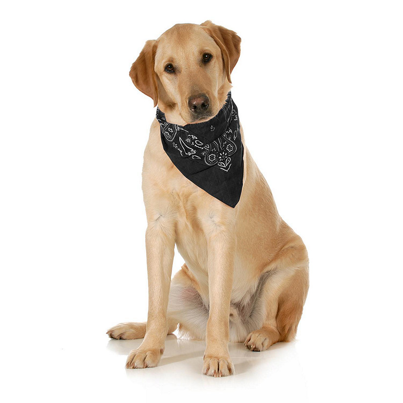 Balec 5-Pack Paisley Cotton Dog Scarf Triangle Bibs  - XL & Washable (Black) Image