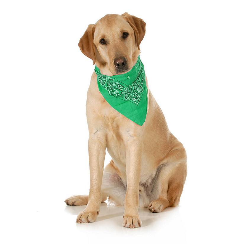 Balec 5-Pack Paisley Cotton Dog Scarf Triangle Bibs  - XL & Washable (Green) Image