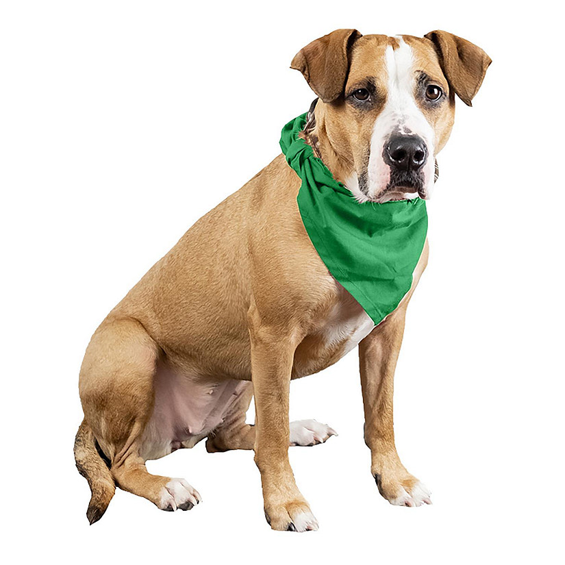 Balec 6 Pcs Plain Cotton Pets Dogs Bandana Triangle Shape  - Large Pets (Green) Image