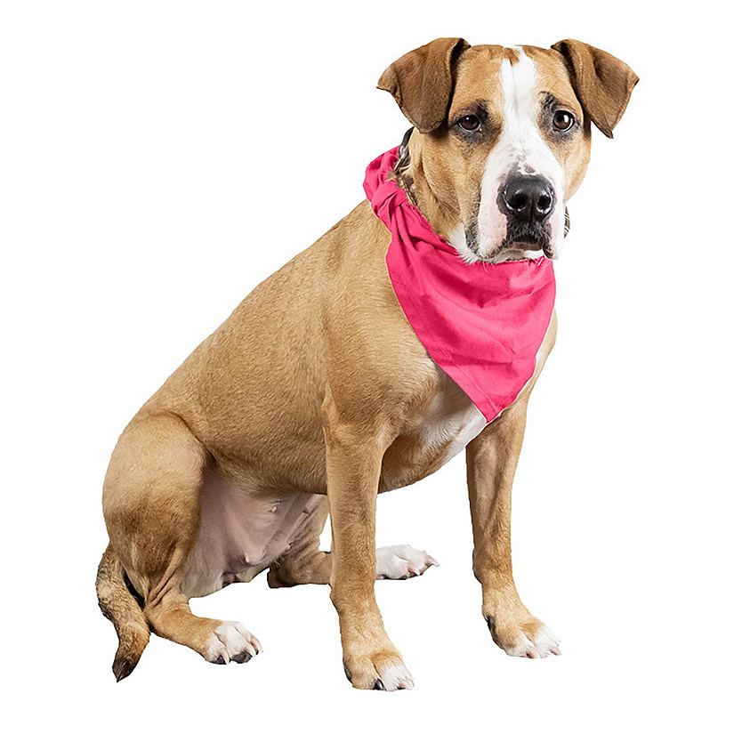 Balec 6 Pcs Plain Cotton Pets Dogs Bandana Triangle Shape  - Large Pets (Hot Pink) Image