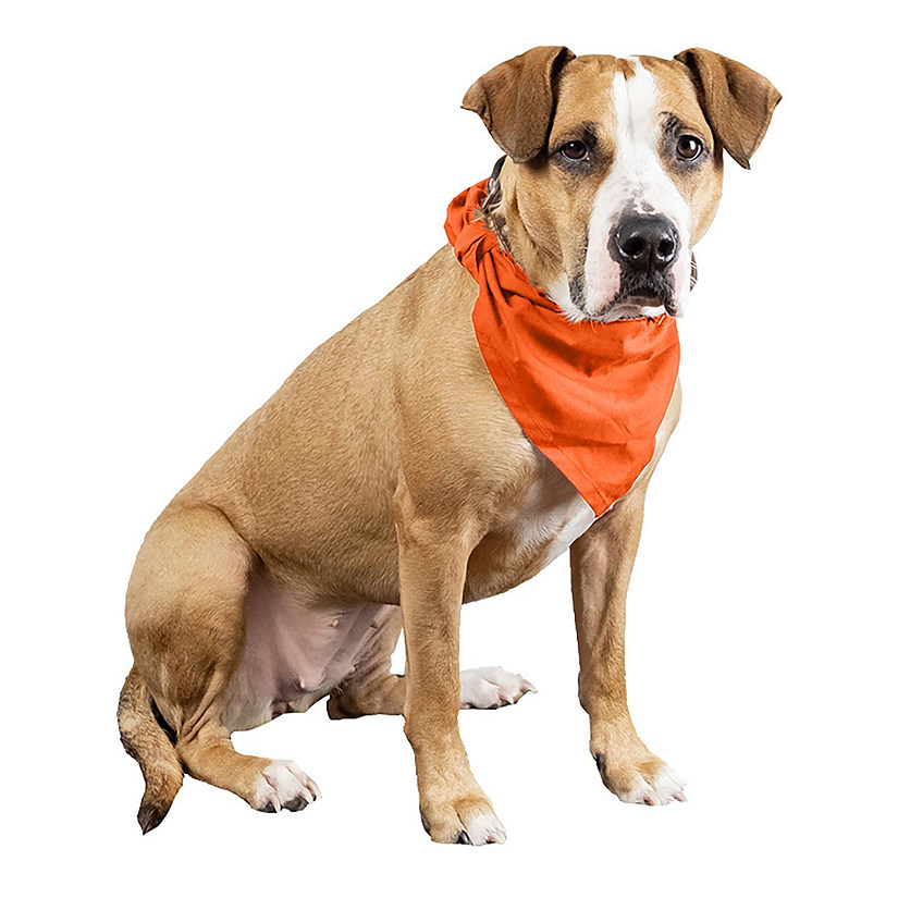 Balec 6 Pcs Plain Cotton Pets Dogs Bandana Triangle Shape  - Large Pets (Orange) Image
