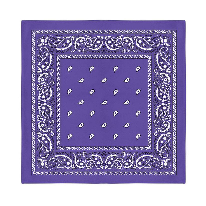 Balec Bulk Wholesale 60 Pack Paisley Polyester Bandanas Unisex (Purple) Image